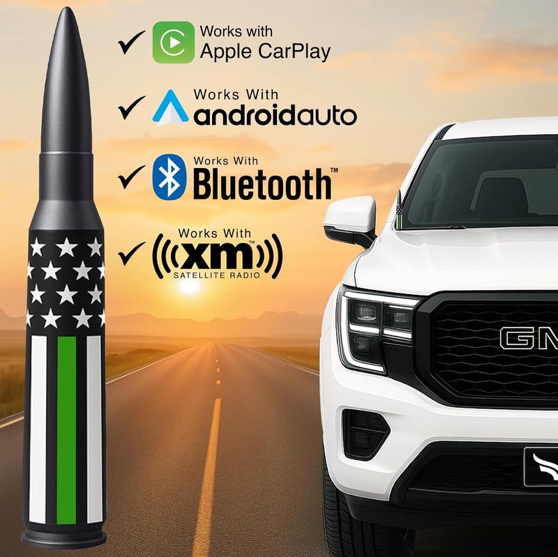 EcoAuto 50 Cal Badass Bullet Antenna® Fits Chevy Silverado & GMC Sierra Truck Accessories — Short Replacement Antenna for Trucks — Chevy Silverado 1500 Accessories — Ditch The Whip & Upgrade Your Truck - Image 2